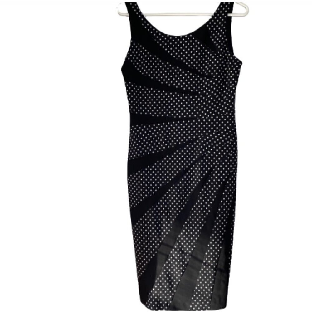 Joseph Ribkoff Black White Bodycon Midi Dress